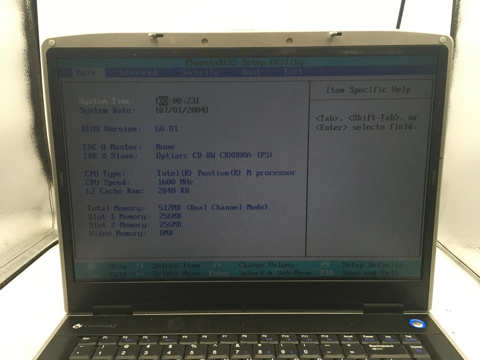 GATEWAY MA1 M460 - BOOTS TO BIOS - INTEL PENTIUM M - 512MB RAM - READ DESC - BB - Image 2 of 4