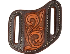 Martin Saddlery Floral Angled Knife Scabbard - Tooled Leather, USA Made