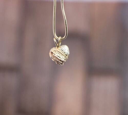 Solid 14K Yellow & Rose Gold Petite Heart Charm Pendant Love Valentine Sweet BHG - Picture 2 of 7