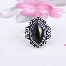 Black Onyx Natural Gemstone 925 Sterling Silver Latest Ring Best Gift Jewelry
