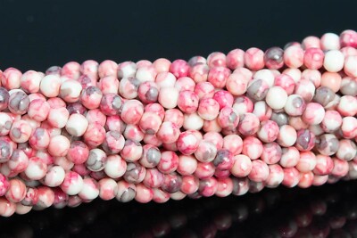 3MM Faint Pink & Blue Black Rain Flower Jade Beads AAA Round Loose Beads 15.5''