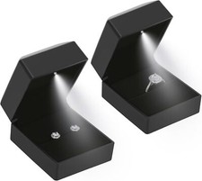 2 Pieces Ring Earring Gift Box with LED Light, Elegant Velvet Ring Case Jewelry