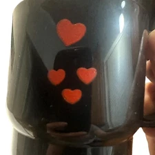 Tupperware Black Red Hearts Mug Coffee Cup Stackable 2224A-3 Vintage Rare HTF