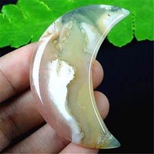 WAA35958 54x25x7mm Natural Scenic Dendritic Agate Half-moon Pendant Bead