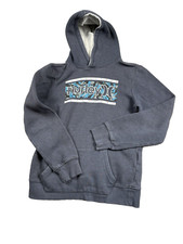 Hurley Pullover Hoodie Youth XL Blue Gray Sherpa lined hood big graphic logo