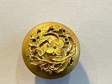 Antique  dress button 2 piece Gilt flowers on Gilt Base 20 mm Jennens