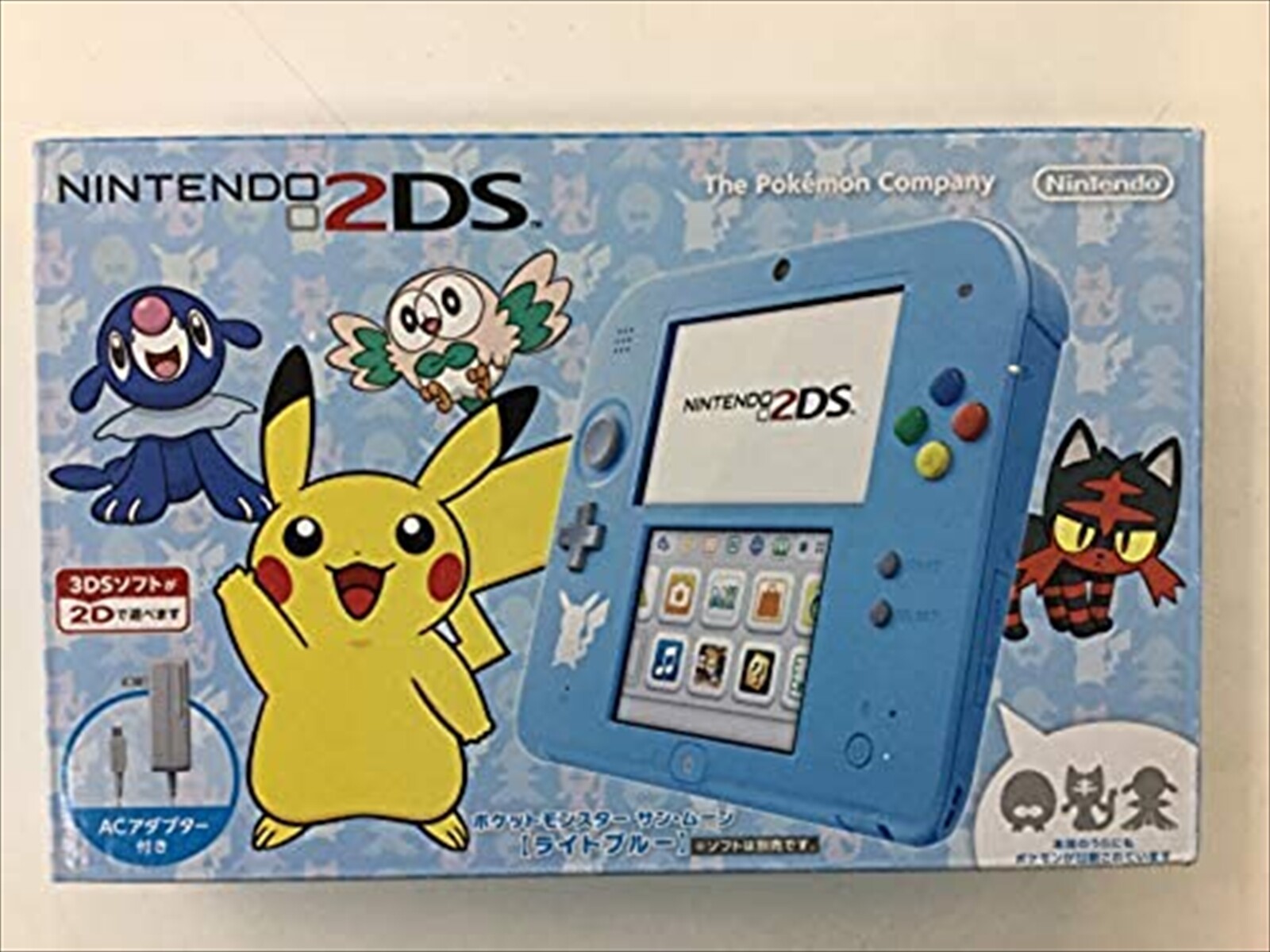 Nintendo 2DS console system Sun Moon Light Blue Pikachu Pokemon  