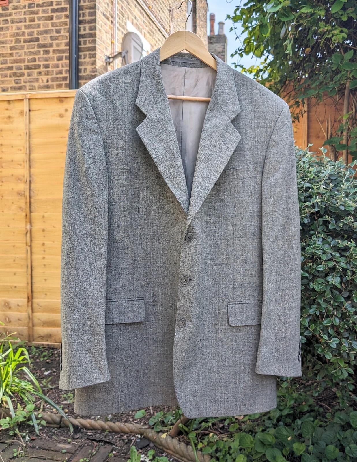 Yves Saint Laurent pour Homme tuta giacca in lana grigia 52 vintage retrò anni '80 '90