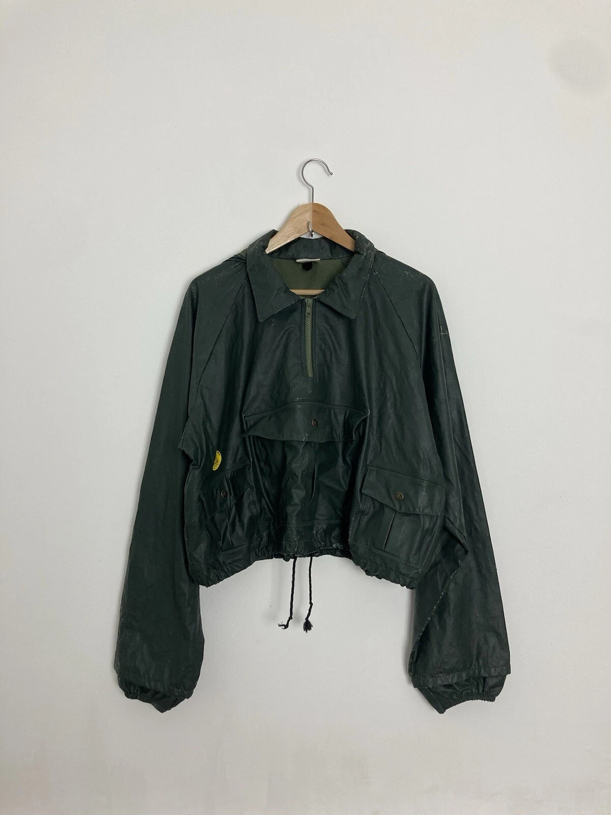 Rare Vtg Viking Rubber Co Rain Smock Hooded Fishing Spey Jacket Forrest Green L