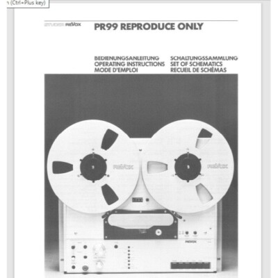 Revox PR99 mk2 reel to reel Owner manual 52 pg. Comb Bound Gloss Covers