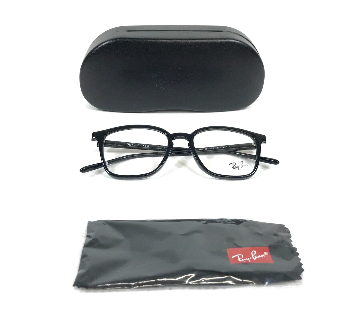 Ray-Ban Eyeglasses Frames RB7185 2000 Black Square Full Rim Ray-Ban Eyeglasses Frames RB7185 2000 Black Square Full Rim