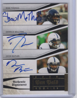 2009 National Treasures Pen Pals Mike Thomas Derrick Williams Deon Butler Auto 