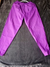 Reebok Women's Windbreaker Jogger Pants Purple Nylon Drawstring Solid Small