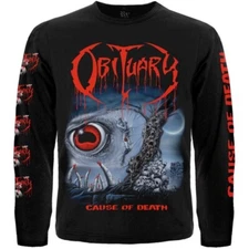 Obituary "Cause of Death"  Long Sleeve Black T-Shirt death morbid angel