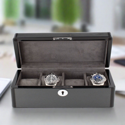4 Watch Box in Carbon Fibre Finish Premium Quality by Aevitas