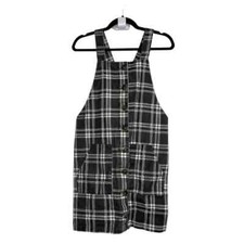 PrettyLittleThing Dress Womens US 4 Jumper Mono Check Denim Button Front