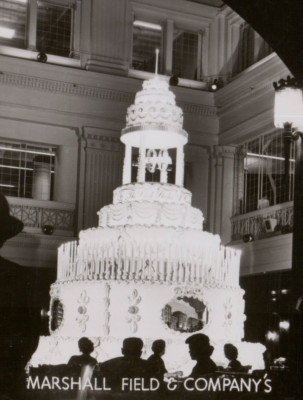 Marshall Field & Co's 100th Anniversary Birthday Cake Groganzied RPPC Postcard