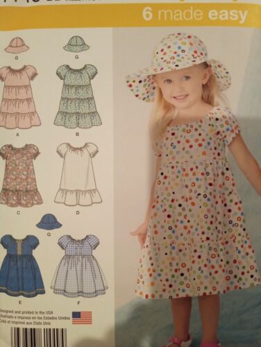 UC Toddler Dress Sun Hat Sewing Pattern Simplicity 1449 Sz 2 3 4