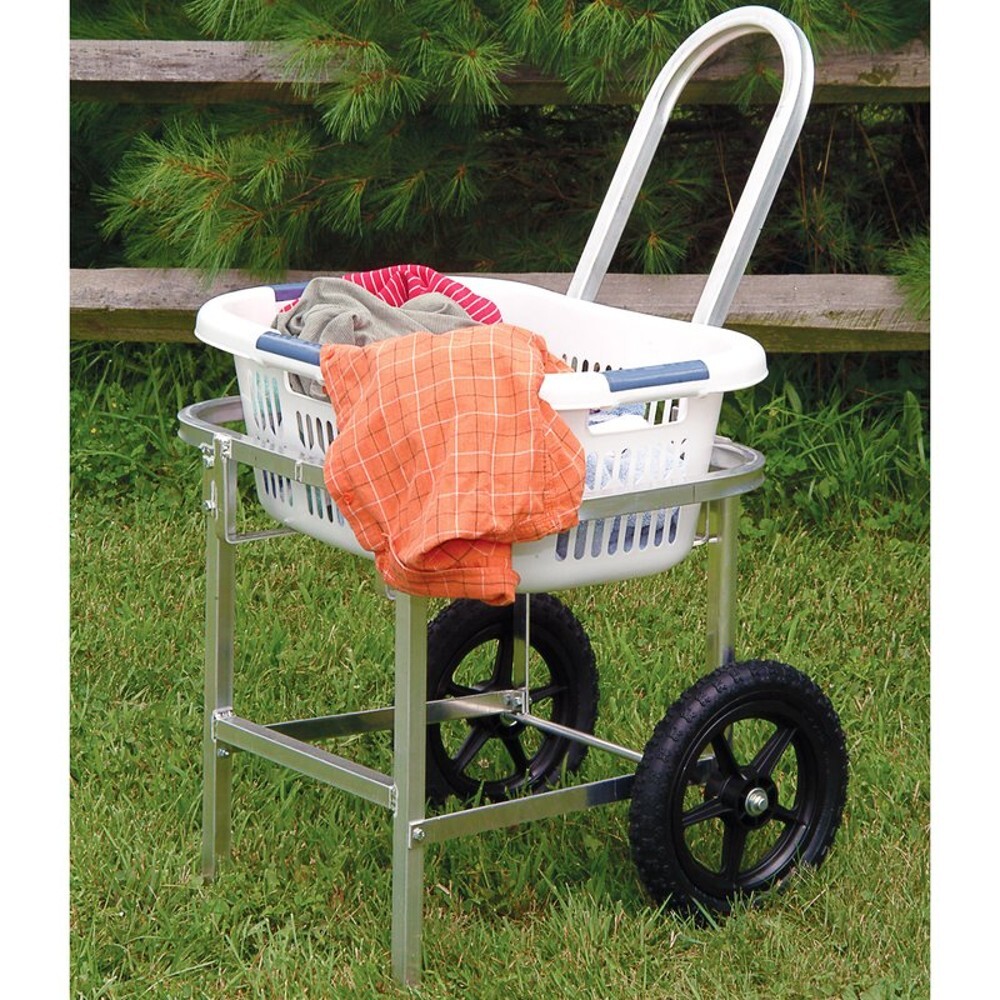 Amish Made Rolling Laundry Cart with Hip Hugger 1 Bushel Basket