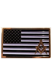 Masonic american flag freemason plate auto car Emblem Black White & Gold