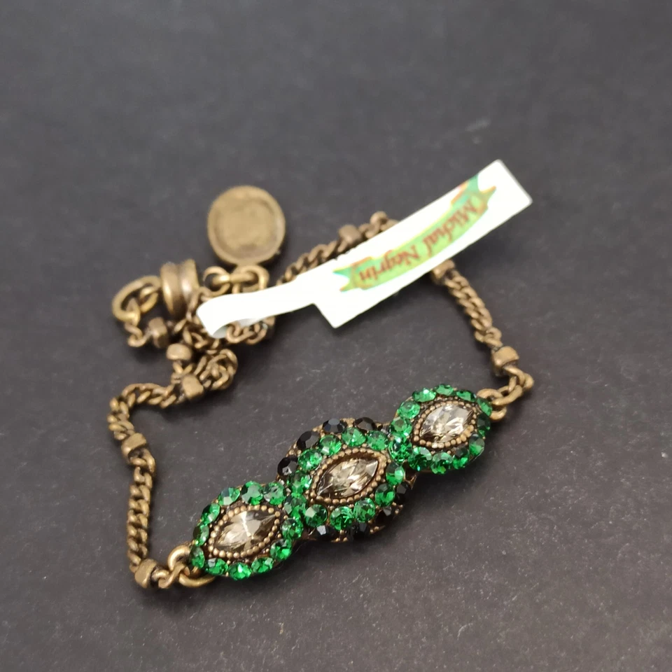 Браслет Michal Negrin Royal Deep Green Marquise Identity ар-деко магнитный новый - Изображение 4 из 4