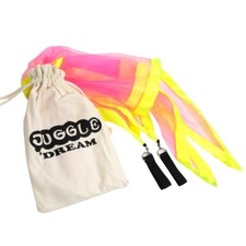 Large Wing Flag Poi by Juggle Dream - UV Chiffon & Satin Spin Flags - 5 Options