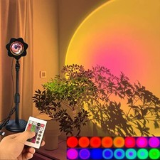 16 Color LED Sunset Projection Lamp With Remote Control USB Charge 180 Rotation