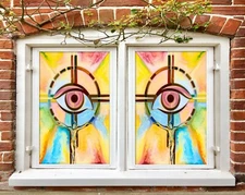 3D Painted Eyes D372 Window Film Print Sticker Cling Stained Glass UV Block Amy