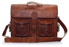 Men's Genuine English Leather Briefcase Satchel Laptop Shoulder Messenger Bag