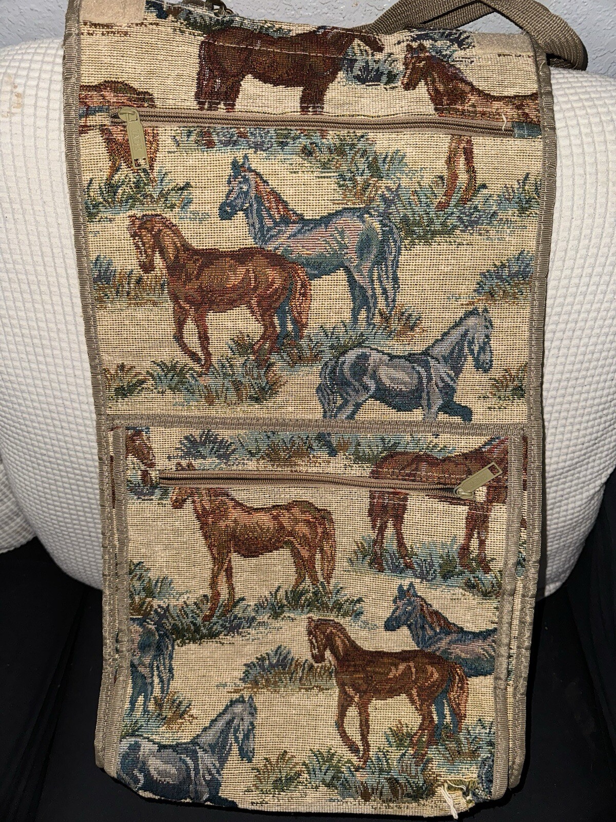 PONY "Borsa tote arrotolata stampa cavallo di giada borsa bagaglio espandibile borsa della spesa 23x13""