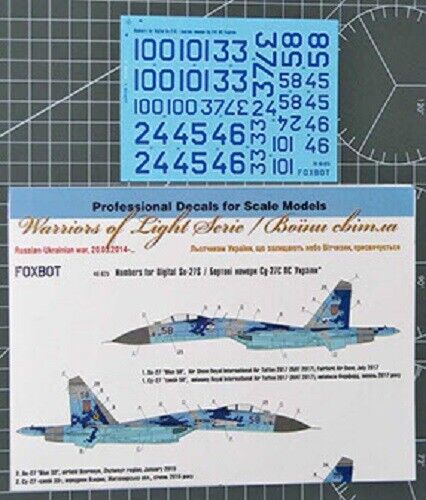 Foxbot 48-025 - 1/48 Decals Numbers for Sukhoi SU-27S, Ukrainian Air Forces - Picture 1 of 12