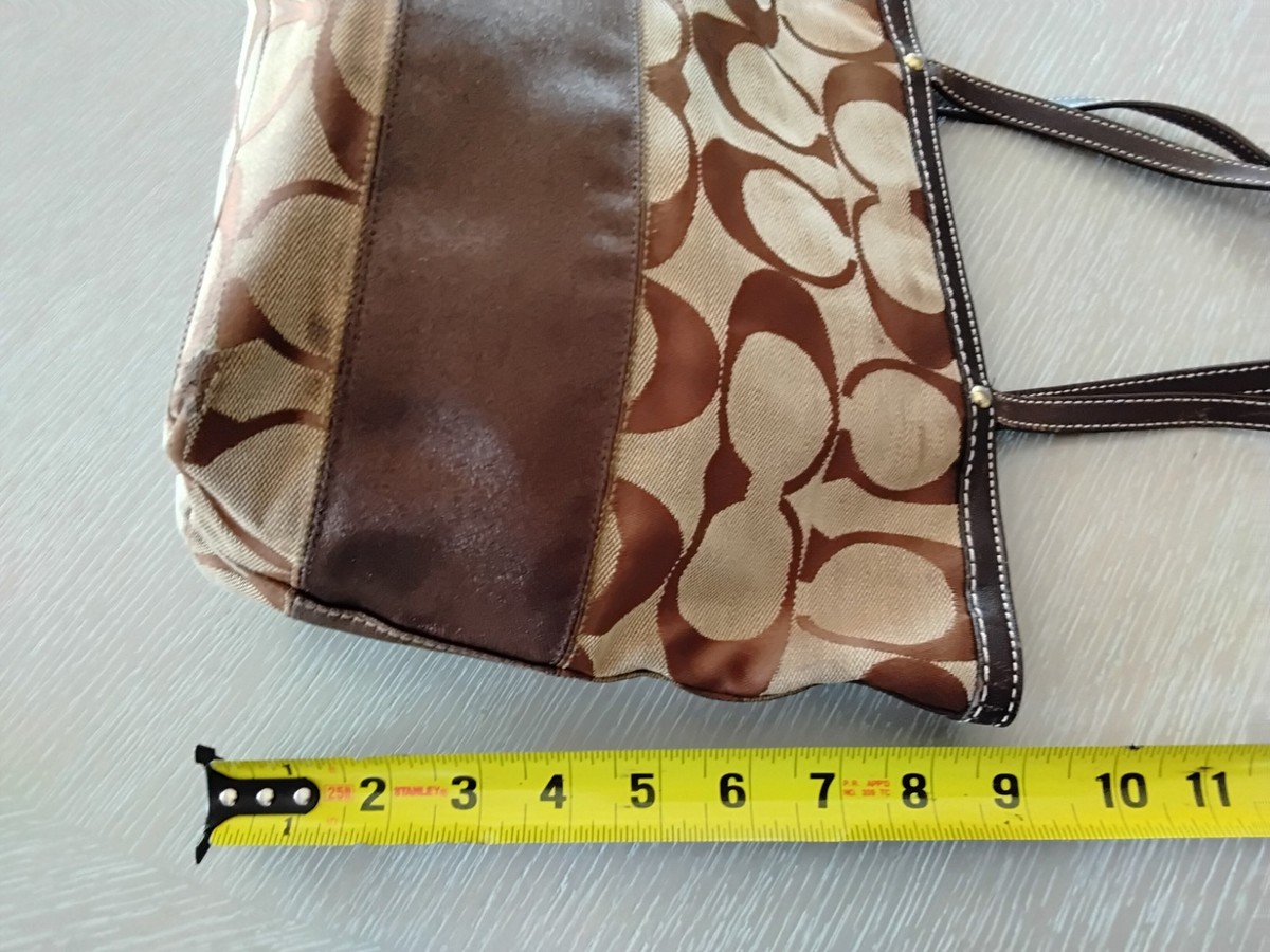 Coach Brown & Tan Signature C Stripe Shoulder Tote Americana C06K