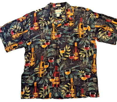 REYN SPOONER MEN'S LARGE BUTTON FRONT SS SHIRT HAWAII MULTI CLR TEXTURED LINEN
