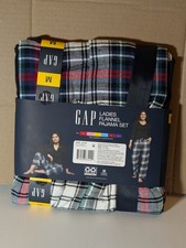 Gap Women's Flannel Pajama Set Size MEDIUM True Black Plaid NEW