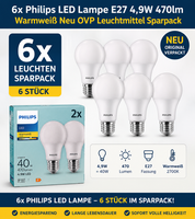 6X Philips LED Lampe E27 4,9W 470Lm Warmweiß Neu OVP Leuchtmittel Sparpack