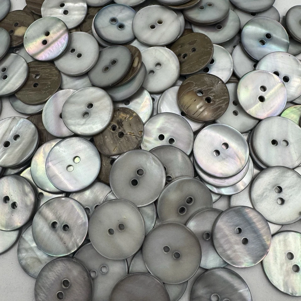 Lt. Smoke Japanese River Shell Button 18mm 11/16" 2hole - Image 2 of 3