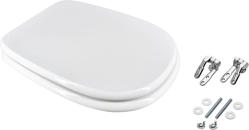 Copriwater in MDF, Serie Tesi Della Ideal Standard, Bianco Con Cerniere in Otton - Immagine 2 di 4