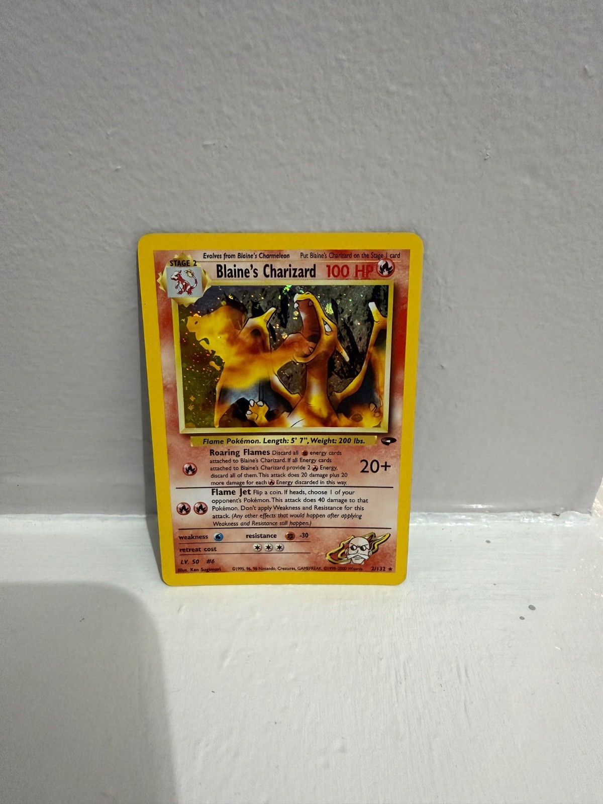 Blaine's Charizard 2/132 Holo Pokemon Gym Challenge ERROR Fighting Symbol MP+/LP
