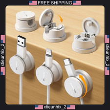 Cable Clips 6 Pack, Snap-Lock, 360  Rotatable Cord Holders for Desk