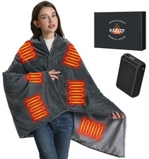 Battery Heated Blanket with 20000mAh Power Bank, Fast Heating Throw Blanket, ...