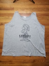 Vintage Disney Tank Top Mens Size 2XL- 3XL? Gray Grumpy Dwarf Made In USA