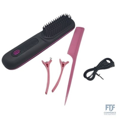 Go Brush Pro, Tragbare Glätteisen Bürste, Kabelloser Haarglätter Kamm mit Ionen-