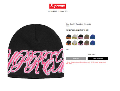 Supreme New Era Cursive Beanie(Black/Pink) | eBay