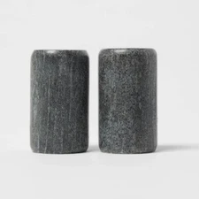 2pc Marble Salt and Pepper Shaker Set Gray - Threshold: 3" Tall, 2 Pieces