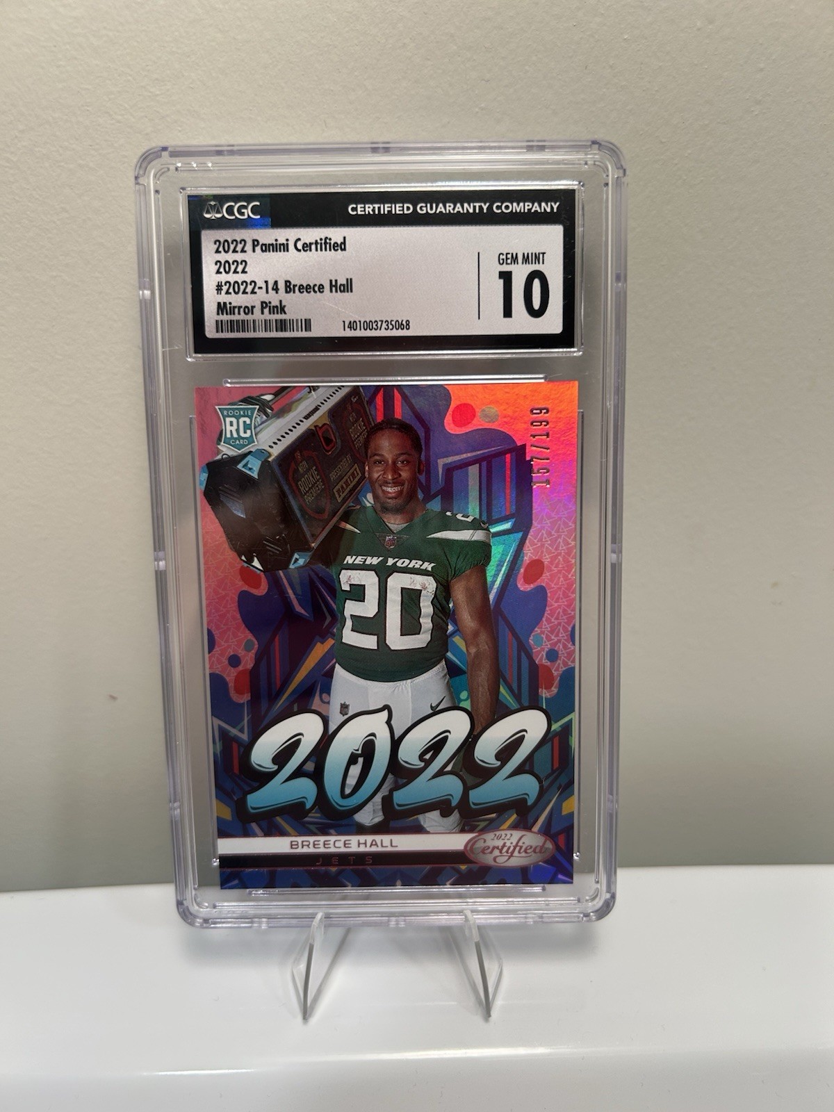 2022 Panini Certified - 2022 Breece Hall #2022-14 Mirror Pink /199 (RC)