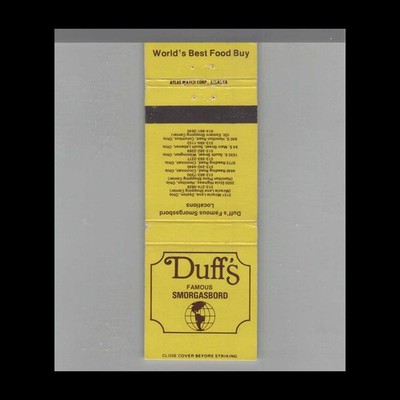 Matchbook Cover Duff's Famous Smorgasbord