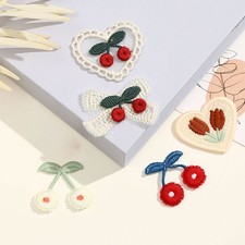 Embroidery Cherry Patches 10-Pack Sew-On Thread Appliques for Clothing Repair