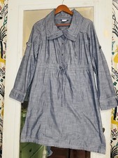 Columbia Women’s Lg Chambray Utility Long Sleeve Tunic Shirt Dress Gray Pocket