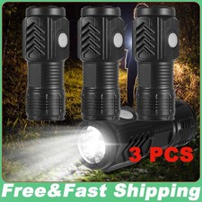 3 Pack Super Bright LED Tactical Flashlight Mini USB Rechargeable Lamp Light