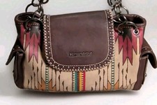 Montana West Brown Leather Southwestern Women  s Purse